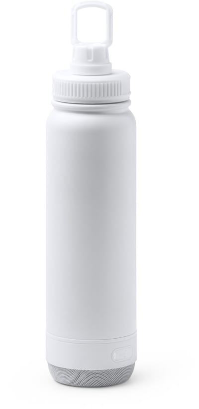 Dubbelwandige RVS Thermosfles met speaker. 650 ml kleur Wit