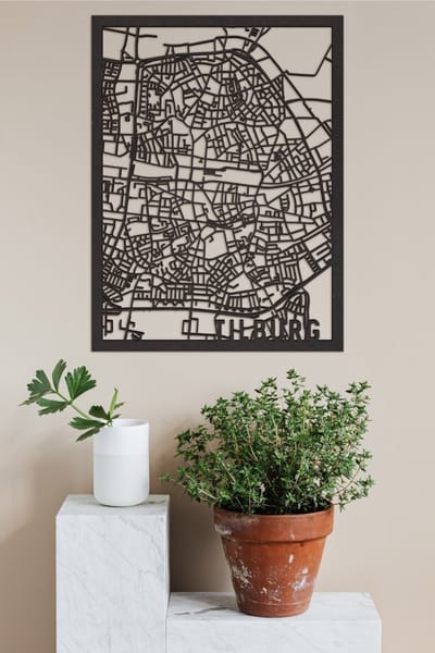 Houten Stadskaart Tilburg Zwart Mdf 50x70cm Wanddecoratie Voor Aan De Muur City Shapes