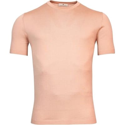 Thomas Maine Trui Pullover Short Sleeve Merino Single Knit Crew Neck Soft Coral / male