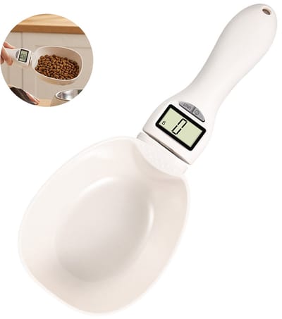Digitale Lepelweegschaal - Digitale Keukenweegschaal - Tot 800 gram - LCD Display - Precisieweegschaal - voor Bakken Koken en Huisdiervoer - Weeglepel - Maatlepel - Lepelweger - Wit