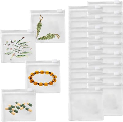 38 stuks pvc-ritszakken, 8 x 8 cm, hersluitbare mini-zakjes met ritssluiting voor sieraden, knutselbenodigdheden, cosmetica en kleine onderdelen, transparante opbergzakken met kijkvenster