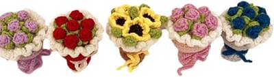 Mini boeket - Handgemaakte bloemen - Woondecoratie - Altijd levendig - 10 x 10 x 4 cm - Veelkleurig