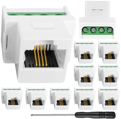 RJ11 Schroefjack CAT3 Telefoon Keystone Jack - 10 Stuks - Compatibel met Telefoons en Faxmachines
