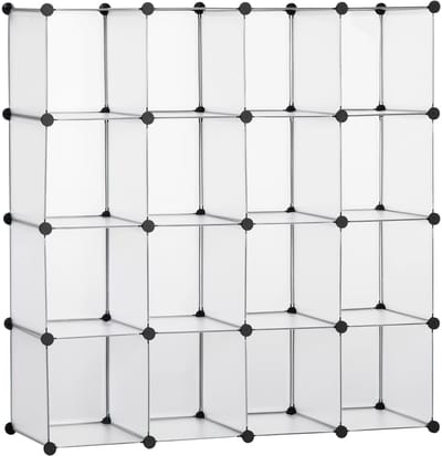 Archi Modulaire Kunststof Kast – Vakkenkast - 16 Vakken – Stapelbare Opbergkast – Kledingkast & Schoenenkast - 125 × 32 × 125 cm