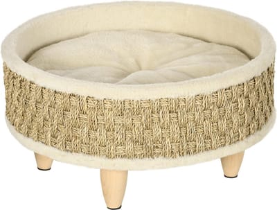 Hondenbed -Kattenbed - Kattenmand - Hondenkussen - Hondenmand - Beige - 48 cm x 48 cm x 24,5 cm