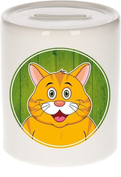 Vrolijke oranje katten dieren spaarpot 9 cm - spaarpotten voor kinderen