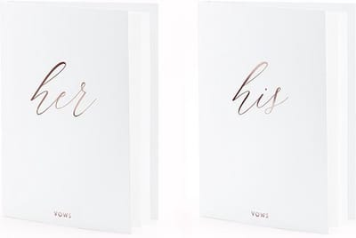 PartyDeco Gelofte boekje - Vows voor bruiloft - Wit, roségoud - 2 stuks