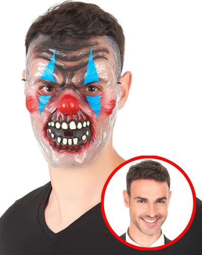 Vegaoo - Tweekleurig clownsmasker voor volwassenen