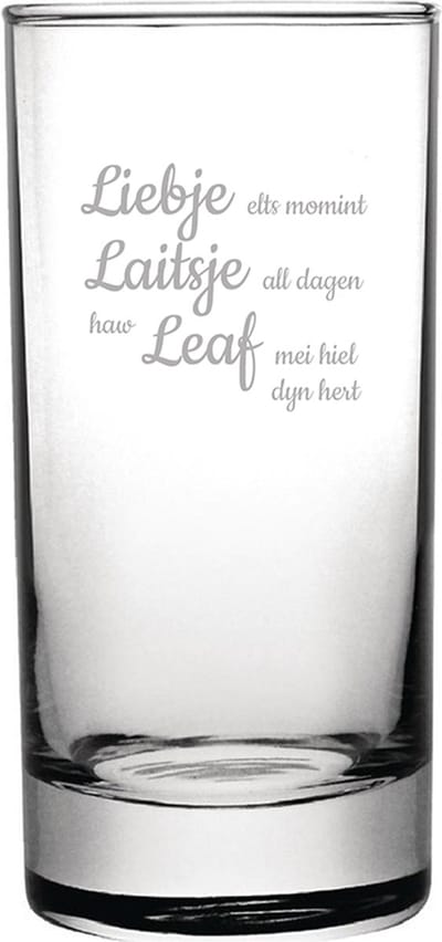Longdrinkglas gegraveerd - 28,5cl - Liebje Laitsje Leaf