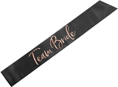 Partydeco Vrijgezellenfeest sjerp - Team Bride - satijn - zwart - 75 cm - bruid - vriendinnen - bruiloft