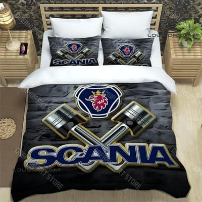 3D S-Scania logo Gedrukte Beddengoedsets Exquise benodigdhedenset Dekbedovertrek Bedsprei Set Beddengoedset Luxe Verjaardagscadeau AU Single 140x210cm
