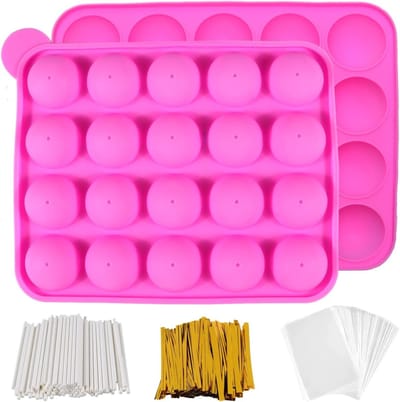 Cake pop set 301-delig - siliconen mal met 20 vakken - 100 stokjes en verpakkingen - ideaal voor feestjes - ShopVlot