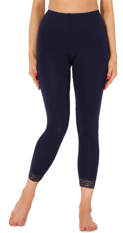 Merry Style MS-MS10-224-LE Dames Leggings met Kant - Sport - Vrijetijdsbroek - 7/8 Lengte - Viscose - Marineblauw - XS