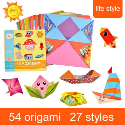 54 stuks/set Handgemaakt Origami Materiaal Pakket DIY Gekleurd Papier Kantoorbenodigdheden Dier/Leven Thema Knutselbenodigdheden TMZ pink