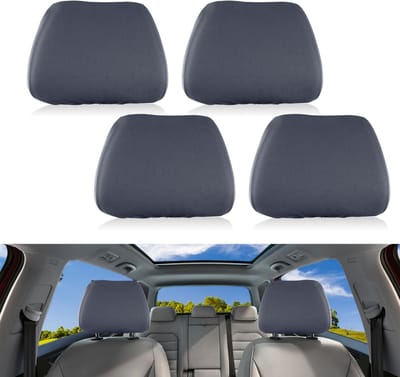 Dailygoods- Hoofdsteunhoes Universeel - Wasbaar - Beschermhoes Auto/SUV/Vrachtwagen - 4-delig - Grijs - Geschikt voor alle voertuigen - Hoofdsteun