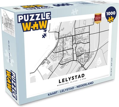 Puzzel Kaart - Lelystad - Nederland - Legpuzzel - Puzzel 1000 stukjes volwassenen
