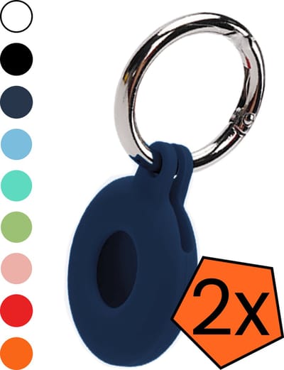 Hoesje Geschikt voor Apple AirTag 2e generatie Sleutelhanger Hoes Siliconen Hoesje - Siliconen Hoesje Geschikt voor Apple AirTag 2 - Sleutelhanger Hoesje - Donkerblauw - 2 PACK