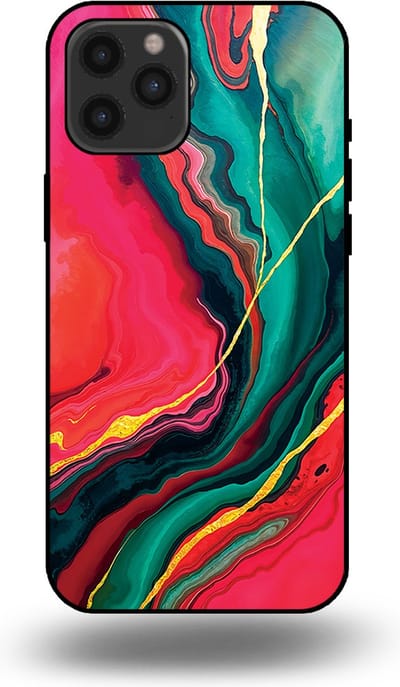Smartphonica Telefoonhoesje Geschikt voor iPhone 12 Pro Max met Rood Groen Marmer Opdruk - TPU Backcover Case Red Green Marble Design geschikt voor iPhone 12 Pro Max