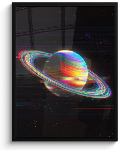 Poster in lijst - Fotolijst 60x80 cm - Posters - Planeet - Cirkel - Kleurrijk - Posterlijst zwart - Decoratie - Wanddecoratie woonkamer - Muurdecoratie slaapkamer