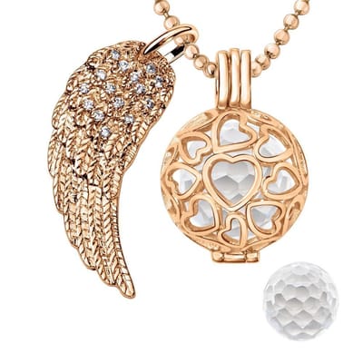 Engelenroeper 18mm Bolhouder met Ketting 90cm en Bolletje - Dames - Roségoudkleurig Hartjes - EBS18200