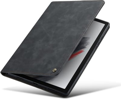 CaseMania Bookcase hoesje geschikt voor Samsung Galaxy Tab S9 FE - Effen Zwart - Kunstleer