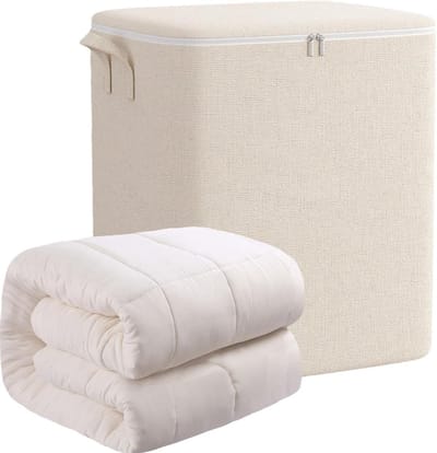 Opbergzakken Dekbedden - Opbergtas Dekens - Ruimte Besparen - Dubbele Ritssluiting - XL: 60x50x70 cm - Beige