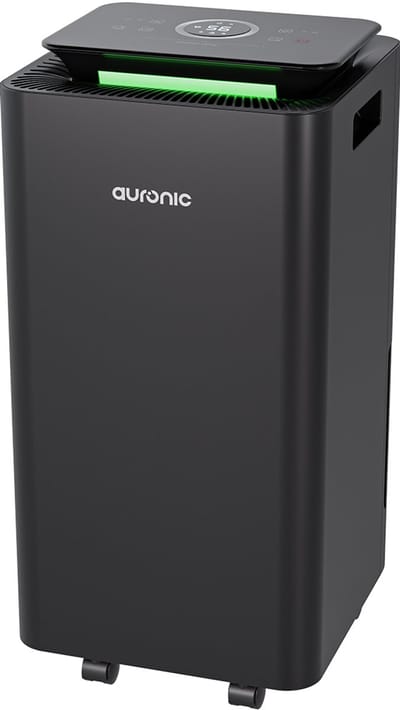 Auronic Luchtontvochtiger en Luchtreiniger - Pro Series - 12L per dag - 2.5L Waterreservoir - Was-droog functie - Slaapkamer, Badkamer en Woonkamer - Vochtopnemer voor in Huis - Dehumidifier - Zwart
