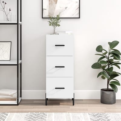 vidaXL - Dressoir - 34,5x34x90 - cm - bewerkt - hout - hoogglans - wit