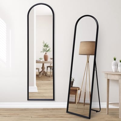 Grote boogvormige wandspiegel met standaard 38x150 cm Modern Zwart Duurzaam Frame