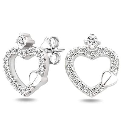 Juwelier Zwartevalk zilveren (gerhodineerd) hartjes oorbellen - 22.312