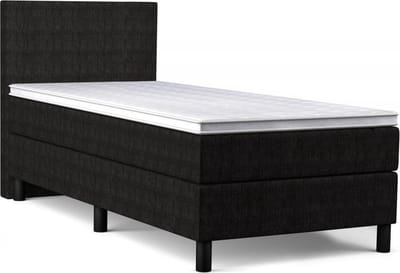 Boxspring Bravo - 80x200 - Zwart - Bonellvering - Stof - Inclusief Topper - Bed compleet