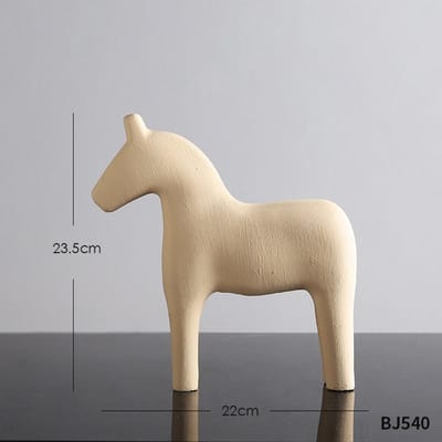 Creatief Houten Paardenbeeld Schattig Dier Model Scandinavische Huisdecoratie Woonkamer Tafel Modern Kantoor Bureau Accessoires Cadeaus beige