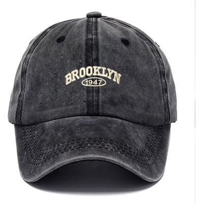 Dad Cap Retro Letterborduurwerk Streetwear Outdoor Zonnehoeden Katoen Gewassen Baseballpet Mannen Vrouwen Vintage Brooklyn Verstelbaar black