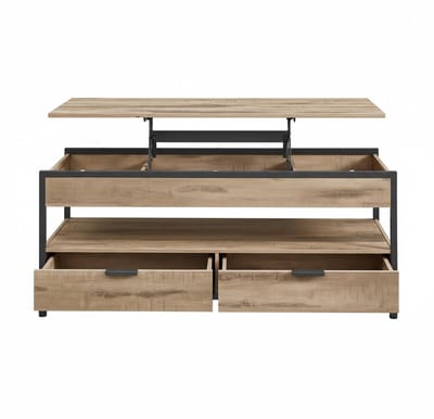 VASAGLE - Salontafel - Bijzettafel - Met Verstelbaar Blad - Met Laden en Open Vakken - 50 x 120 cm