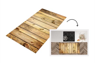 Keukenloper - Loper keuken - Landelijk - Plank - Hout - 120x60 cm - Keukenloper vinyl