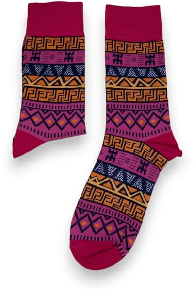 Afrikaanse sokken / Afro sokken / Bogolan sokken - Roze - Afrika print kousen / Happy Colorful Socks / Vrolijke sokken Maat 41-46