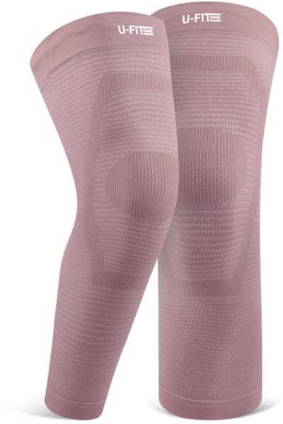 U Fit One 2 Stuks Lange Knie Brace - Knee Sleeves - Kniebeschermers - Knieband - Knee Support & Bandage - Sportbrace - Poeder Roze - Maat S/M