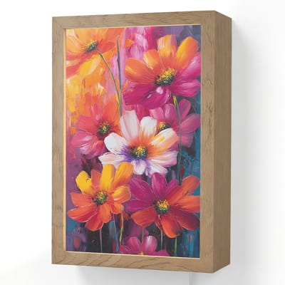 Wandlamp 20x30 cm - Oplaadbaar - Felle bloemen - Dynamisch - Levendig - Wandlampen binnen woonkamer - Slaapkamer lamp met kabel - Decoratieve nachtlamp - Vloerlamp snoer