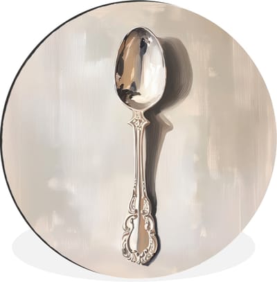 WallCircle - Wandcirkel - Muurcirkel - Lepel - Verf - Zilver - Aluminium - Dibond - 30x30 cm - Binnen en Buiten