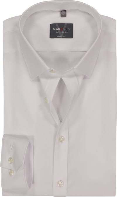 MARVELIS super slim fit overhemd - popeline - wit - Strijkvriendelijk - Boordmaat: 41 (EU maat: L)