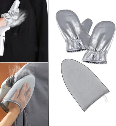 Stoomstrijkhandschoenen Set - Mini strijkaccessoires - Kleding Kreukvrij Maken - Hittebestendig Ontwerp - 3 Stuks - Zilver