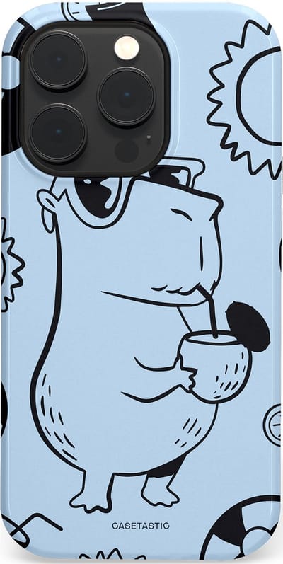 Casetastic Hoesje Geschikt voor Apple iPhone 14 Pro Magsafe - Stijlvolle Beschermende Duo-layer Case - Capibara cocktail