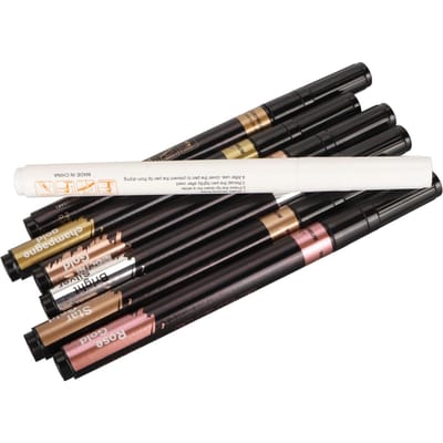 Spiegelmarker Rose Goud Brons Goud Zilver Vervaagbestendige Metallic Verfpen met Verwijderingspen black