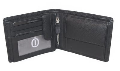 Oi zwarte leren herenportemonnee / klassieke billfold laag model voor veel pasjes / complete portemonnee voor veel pasjes standaard model / anti skim / zwart / 102