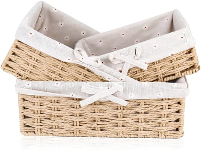 KAD® Broodtrommel - Set van 3 - Broodmand - Brood Mandje - Bruin - 10cm x 22cm x 9cm