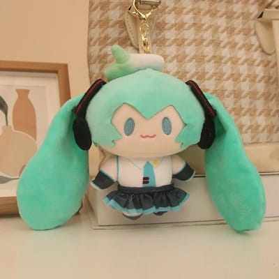 15cm Hatsune Miku Kawaii Anime Pluche Speelgoed Tas Hanger Sleutelhanger Schattige Peluches Sleutelhangers Cosplay Miku Pop Rugzak Decoratie Cadeau 15cm groen