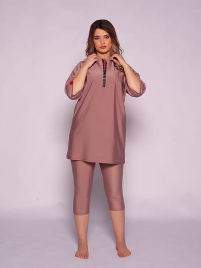 MYKINY BRAND - Semi Burkini Yasmine - Badpak -Zwemset- Maat M - Waterafstotend - Kleur Antler Burkinis (valt klein)