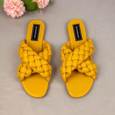 Zomer Dames Sandalen Platte Hakken Mode Kruis Vrouw Strand Schoenen Buiten Dragen Merk Geweven Grote Maat 41 Dames Sandalias 37 yellow