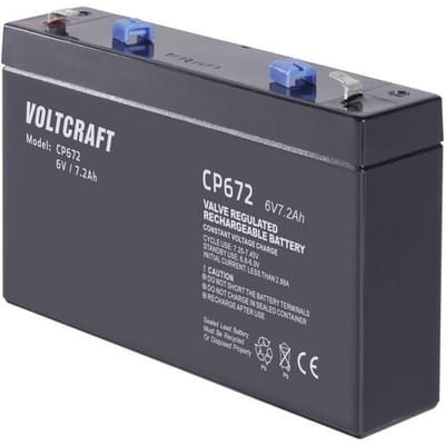 VOLTCRAFT CE6V/7Ah Loodaccu 6 V 7.2 Ah Loodvlies (AGM) (b x h x d) 151 x 100 x 34 mm Kabelschoen 4.8 mm Onderhoudsvrij