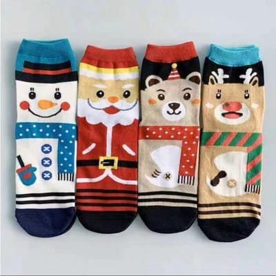 Chaussettes de Noël de dessin animé drôle d'élan bonhomme de neige Père Noël chaussettes de barre chocolatée chaussettes pour femme chaussettes chaussettes cadeau de Noël chaussettes red